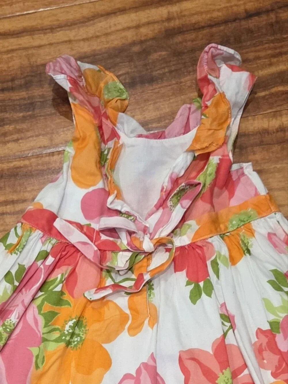 Janie and Jack EUC 12-18 months orange/pink/ivory floral dress and crop sweater